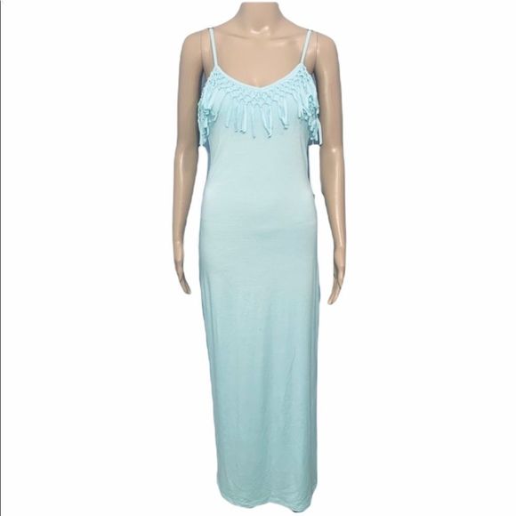 Stain NWT Rebel Sky Fringe Maxi Dress S Bliss Blue - Picture 2 of 16